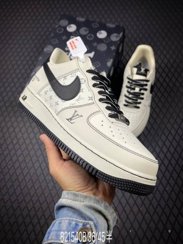 b Nike Air Force 1 Low 07 X Louis Vuitton 白黑原楦头原纸板 打造纯正低帮空军版型专注外贸渠道 全掌内置蜂窝气垫 原盒配