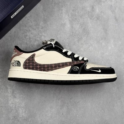 本地 核心私 Travis Scott X Fragment Design X Air Jordan 1 Low Og Sp Aj1 北面联名 米棕方格 低帮文