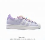 阿迪达斯 三叶草adidas Originals Superstar J Grey Purple 经典贝壳头系列低帮百搭休闲运动板鞋“淡紫白”货号：If 4 尺