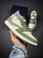 340 B支持放店 travis Scott X Fragment Design X Air Jordan 1 Low Og Sp 乔1古驰联名 复古绿 低帮文