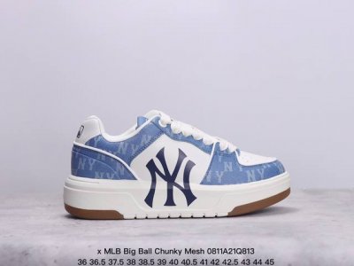 公司级korea韩国限定发售ny美国榄球洋基队限定 X Mlb Big Ball Chunky Mesh 厚底老爹系列低帮网织轻量休闲运动慢跑鞋“网眼象牙白黑n