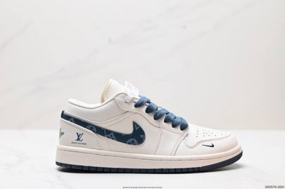 公司级海外爆款限量发售！公司级 Nike Jordan Air Jordan 1“Lv联名 高端定制 低帮 复古 减震 防滑 耐磨 篮球鞋 定制鞋盒 大厂纯原品