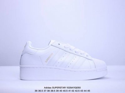 Adidas Originals SUPERSTAR W 厚底贝壳头 渠道正品订单 诠释市场最高工艺水平 贝壳头经典小白板鞋 专柜上架同步配色 全鞋进口头层皮料