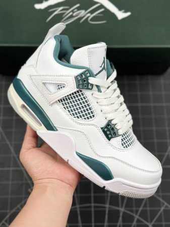 Air Jordan 4 Retro Oxidized Green 氧化绿 Aj4 乔丹4代 乔丹篮球鞋系列 鞋身整体以白色皮革为主色调，辅以翡翠蓝点缀，搭配白 - 点击图像关闭