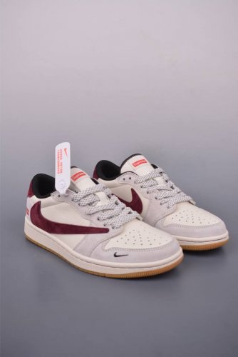 fragment X Travis Scott 公司级 air Jordan 1 Low 三方联名倒钩 性价比原盒出货 全新的三方联名低帮倒钩鞋面延续了黑脚趾设