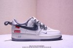 海外限量发售！公司级Nike Air Force 1 '07 Low “Supreme联名 双色灰抽绳”空军一号 低帮 运动鞋 休闲鞋 折边针车 工艺难度大 原