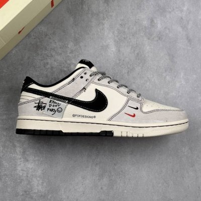 本地 核心私 Nike Sb Dunk Low 斯图西系列 贴补黑勾 周年高端定制 低帮休闲板鞋 #定制鞋盒 大厂纯原品质出货 超高清洁度 皮料切割干净无任何毛