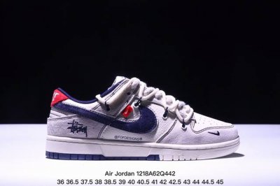 海外爆款限量发售！公司级 Nike Jordan Air Jordan 1“斯图西联名 猪八黑勾抽绳” 高端定制 低帮 复古 减震 防滑 耐磨 篮球鞋 定制鞋盒