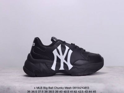 公司级korea韩国限定发售ny美国榄球洋基队限定 X Mlb Big Ball Chunky Mesh 厚底老爹系列低帮网织轻量休闲运动慢跑鞋“网眼象牙白黑n