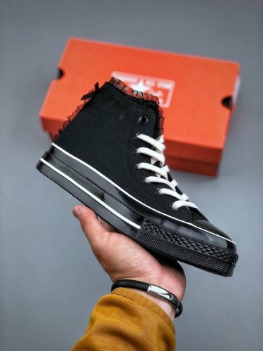 converse Chuck 1970S 黑色蕾丝甜酷朋克风高帮帆布鞋 尺码：35-44 半