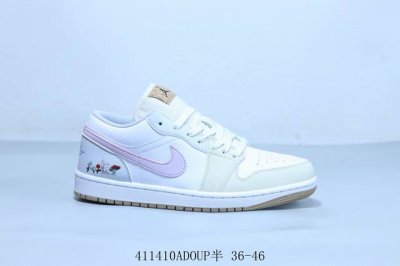 乔丹Air Jordan 1 Low Aj1 乔1低帮复古文化休闲运动篮球鞋 白紫 货号 Ib8861-151 411410Adoup半 36-46