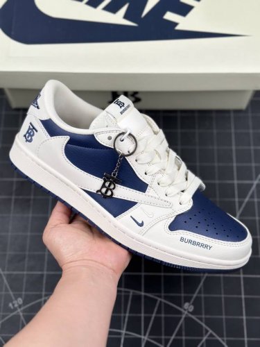 Travis Scott X Fragment Design X Air Jordan 1 Low Og Sp Aj1 巴宝莉联名-米白海军蓝 低帮文化休闲板鞋