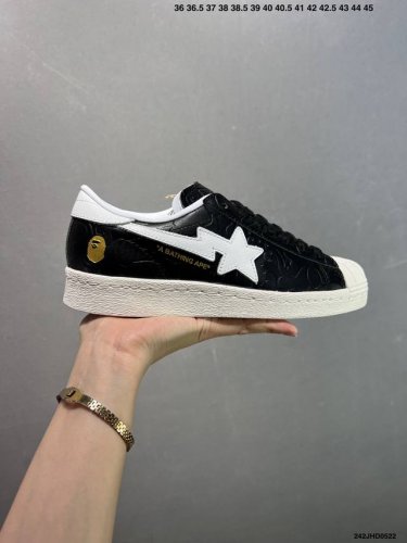 adidas Superstar Sstr V Bape 猿人头联名 渠道正品订单 诠释市场最高工艺水平 贝壳头经典小白板鞋 专柜上架同步配色 全鞋进口头层皮料