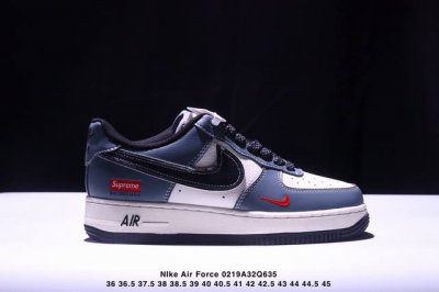 海外限量发售！公司级Nike Air Force 1 '07 Low “Supreme联名--蓝灰色”空军一号 低帮 运动鞋 休闲鞋 折边针车 工艺难度大 原楦