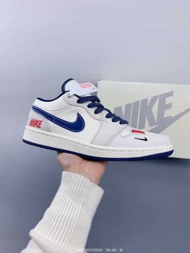 ：290 Air Jordan 1 Low Aj1乔1低帮休闲板鞋， “灰白蓝勾配色定制款” 个性的设计风格以及品牌的经典元素 使其成为一双具有独特身份和价值的