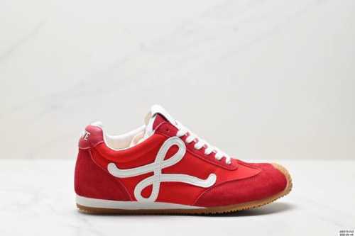 公司级Loewe Ballet Runner 2.0 罗意威 Sneakers系列阿甘复古风德训薄底百搭休闲运动鞋 广东纯原大厂出品 不对称鞋头设计 袜状内部结