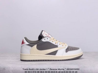 公司级aj1倒勾travis Scott X Air Jordan 1 ” Reverse Mocha “ Aj1乔1 Ts 闪电 联名倒钩 低帮文化篮球鞋 完