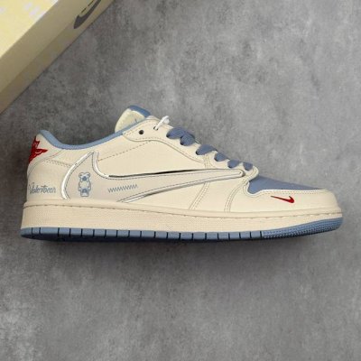 本地360 核心私 travis Scott X Fragment Design X Air Jordan 1 Low Og Sp 乔1暴力熊联名 卡通米蓝 低