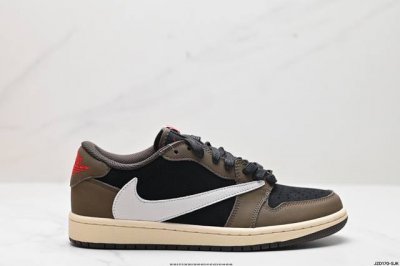 公司级aj1倒勾travis Scott X Air Jordan 1 ” Reverse Mocha “ Aj1乔1 Ts 闪电 联名倒钩 低帮文化篮球鞋 货