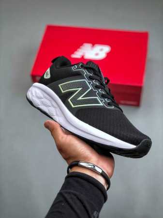 nb新百伦new Balance Fresh Foam 460 V4系列低帮轻量化厚底健身休闲运动慢跑鞋“网织黑白镭射绿” #男鞋半码制#采用一体式工程网眼鞋面 - 点击图像关闭