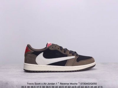 公司级aj1倒勾travis Scott X Air Jordan 1 ” Reverse Mocha “ Aj1乔1 Ts 闪电 联名倒钩 低帮文化篮球鞋 完