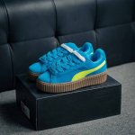 核心私 Puma Creeper Phatty Speed Blue Gum 松糕面包版系列低帮厚底百搭休闲增高板鞋“速蓝荧光黄生胶底” 货号：396403 0