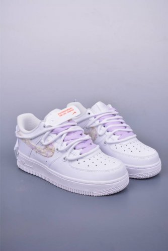 Nike Air Force 1 Low 白紫小香风 原楦头原纸板 打造纯正空军版型 专注外贸渠道 全掌内置蜂窝气垫 原盒配件 原厂中底钢印、拉帮完美 官方货号