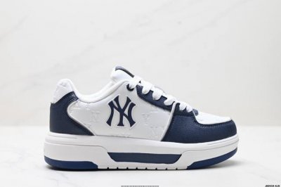公司级Mlb 纽约洋基队 Chunky Liner Embo Monogram 印刻老花 时尚舒适 休闲运动 防滑耐磨增高 低帮 板鞋 货号:3Asxm075N