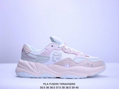 公司级FILA FUSION斐乐潮牌 BIANCO 织物合成革 硬糖 拼接减震防滑耐磨透气 低帮 老爹鞋 XM 5Q050