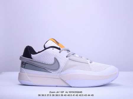 耐克 Nike 莫兰特一代 Zoom Ja 1 Ep Aj 低帮休闲运动篮球鞋 男士运动板鞋。采用透气轻量网织鞋面材质 配置两枚圆形zoom Air纤维气垫及后 - 点击图像关闭
