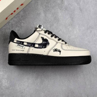 本地 核心私 Nike Air Force 1'07 Low 斯图西联名 米黑方格 空军一号低帮休闲板鞋 #原楦头原纸板 原装鞋盒 定制五金配件 内置全掌气垫