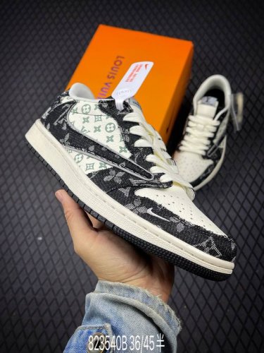 b 公司级Aj1倒勾Travis Scott X Air Jordan 1 ” Reverse Mocha “ Aj1乔1 Ts 闪电 联名倒钩 低帮文化篮球鞋
