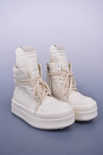 Ro欧文斯Rickowens 纯白倒三角 Ro西瓜头厚底高邦 广东纯原版本 经典百搭配色 独特的倒三角和长鞋舌设计 极致暗黑风 水染粒面小牛皮材质 和针车间距都