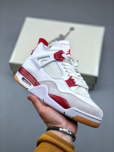 Nike Sb X Air Jordan Aj4 联名白红 Dr5415-106 耗时多个月巨作 重金购买原楦原纸板 确保原汁原味 完美呈现四代版型 原厂织唛标