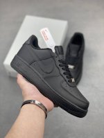 超强特价 真头层 全掌pu气垫 出厂价pp销售 最强销量版本 Nk Air Force 1 Mid 空军全黑 纯黑色 客供模具 原材料 内置Solo气垫 原楦头