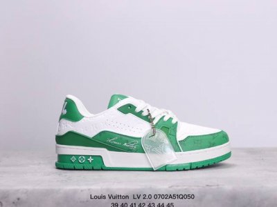公司级路易威登 Louis Vuitton Lv 2.0路易威登板鞋 二代 拼接皮革 内嵌式绑带 新款 Lv Trainer最新配色运动鞋 L家 篮球鞋风格运动