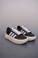 230 阿迪达斯 Adidas Grand Court 厚底健身训练网球运动鞋 原楦原数据开发 采用牛培皮革材质 标志性的三条纹使放大的比例和同样大的宣言变得