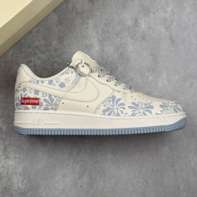 本地 核心私 Nike Air Force 1'07 Low Supreme联名 青花 空军一号低帮休闲板鞋 #原楦头原纸板 原装鞋盒 定制五金配件 内置全掌气