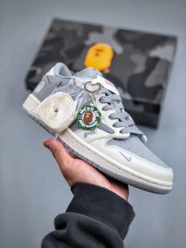 K Travis Scott x Fragment Design x Air Jordan 1 Low OG SP AJ1 乔1 Bape联名-月影灰 低帮文化