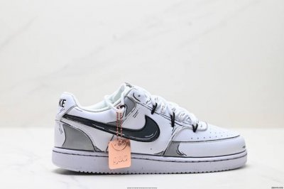 公司级Nike Court Vision Lo Diy 定制 低帮百搭 透气休闲运动板鞋 兼顾舒适脚感和出众风范 演绎匠心之作 结构性的支撑贴合感结合复古篮球设