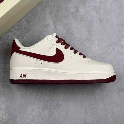 本地 核心私 公司级Nike Air Force 1 Low '07 米深红 满天星低帮空军一号休闲板鞋 客供高亮3M反光 定制头成皮料 定制鞋盒 原楦原纸板