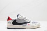 公司级Aj1倒勾Travis Scott X Air Jordan 1 ” Reverse Mocha “ Aj1乔1 Ts 闪电 联名倒钩 低帮文化篮球鞋 完