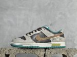 yc 双盒 Nike Dunk Low 3411春行橄越 褐绿 此款整体围绕熊猫恶作剧春日达阵主题设计，鞋身整体采用专属颜料重新喷涂。特殊原创设计图标涂鸦装饰，