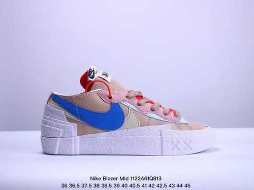 公司级sacai X Nike Blazer Mi D经典百搭中帮开拓者休闲运动板鞋 真硫化铝楦制作 原厂布料拼接 独家裁片完美鞋型 台湾进口软感荔枝头层皮 原