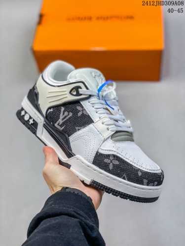 真标全新lv路易威登louis Vuitton Trainer Sneaker Low休闲运动文化百搭板鞋 尺码:40-45 36-45 Id:12Jhd309