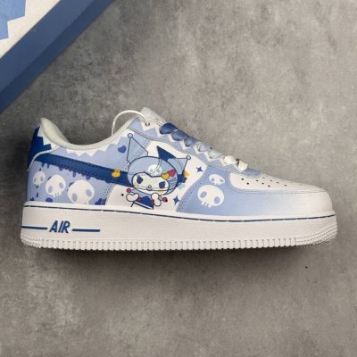 本地260 核心私 doraemon X Nk Air Force 1'07 Low 小巫女联名款 骷髅头 渐变白天蓝 空军一号低帮休闲板鞋 #定制皮料 纯正空