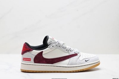 公司级Aj1倒勾Travis Scott X Air Jordan 1 ” Reverse Mocha “ Aj1乔1 Ts 闪电 联名倒钩 低帮文化篮球鞋 完
