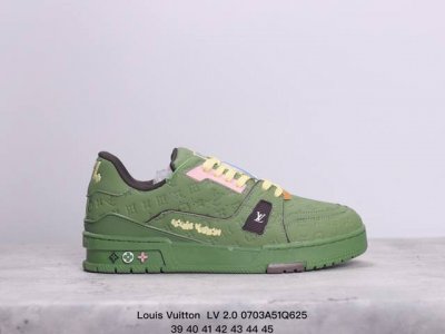 公司级路易威登 Louis Vuitton Lv 2.0路易威登板鞋 二代 拼接皮革 内嵌式绑带 新款 Lv Trainer最新配色运动鞋 L家 篮球鞋风格运动