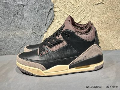 新品上市实拍 Air Jordan 3 Aj3乔丹3代篮球鞋 黑紫 联名 特殊鞋盒包装A Ma Maniere X Air Jordan 3 “Black”这款