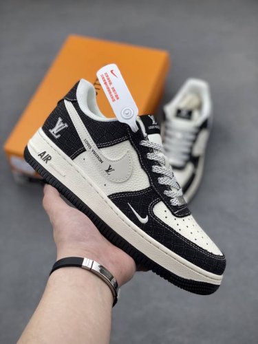 海外限量发售！公司级Nike Air Force 1 '07 Low “Lv联名 牛仔黑布”空军一号 低帮 运动鞋 休闲鞋 折边针车 工艺难度大 原楦头原纸板